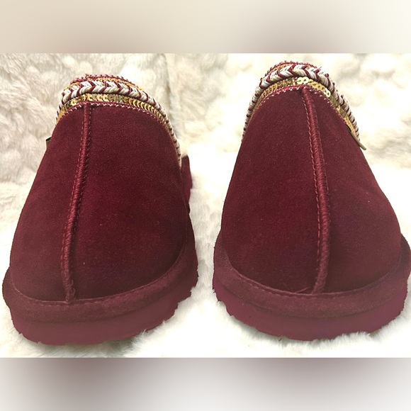 BearPaw Maroon Burgundy sequined suede slippers shoes women’s size 7 - Picture 6 of 8
